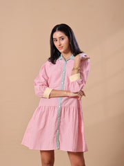 MULTI STRIPE SHIRT DRESS