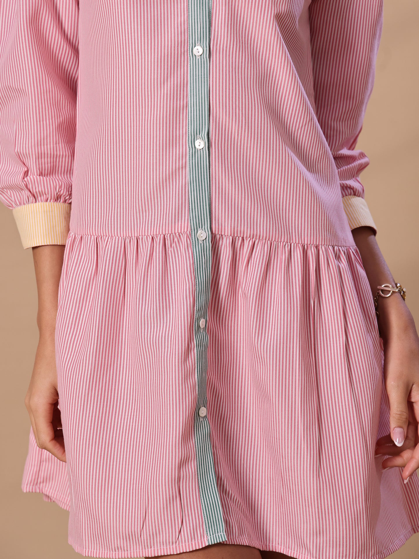 MULTI STRIPE SHIRT DRESS