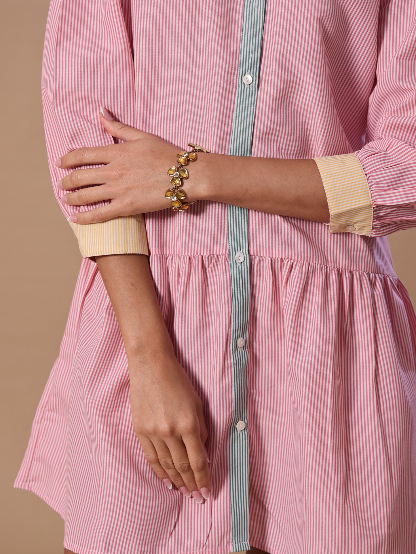 MULTI STRIPE SHIRT DRESS