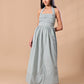 STRIPED HALTER NECK MAXI DRESS - GREEN