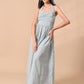 STRIPED HALTER NECK MAXI DRESS - GREEN