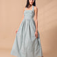 STRIPED HALTER NECK MAXI DRESS - GREEN