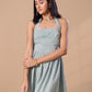 STRIPED HALTER NECK MAXI DRESS - GREEN
