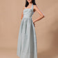 STRIPED HALTER NECK MAXI DRESS - GREEN