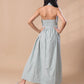 STRIPED HALTER NECK MAXI DRESS - GREEN