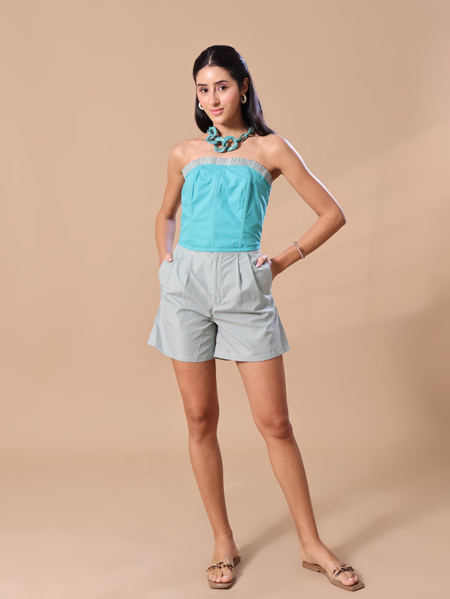 RUFFLE CORSET CO-ORD - GREEN