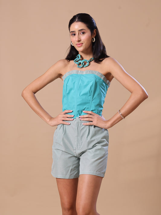 RUFFLE CORSET - GREEN