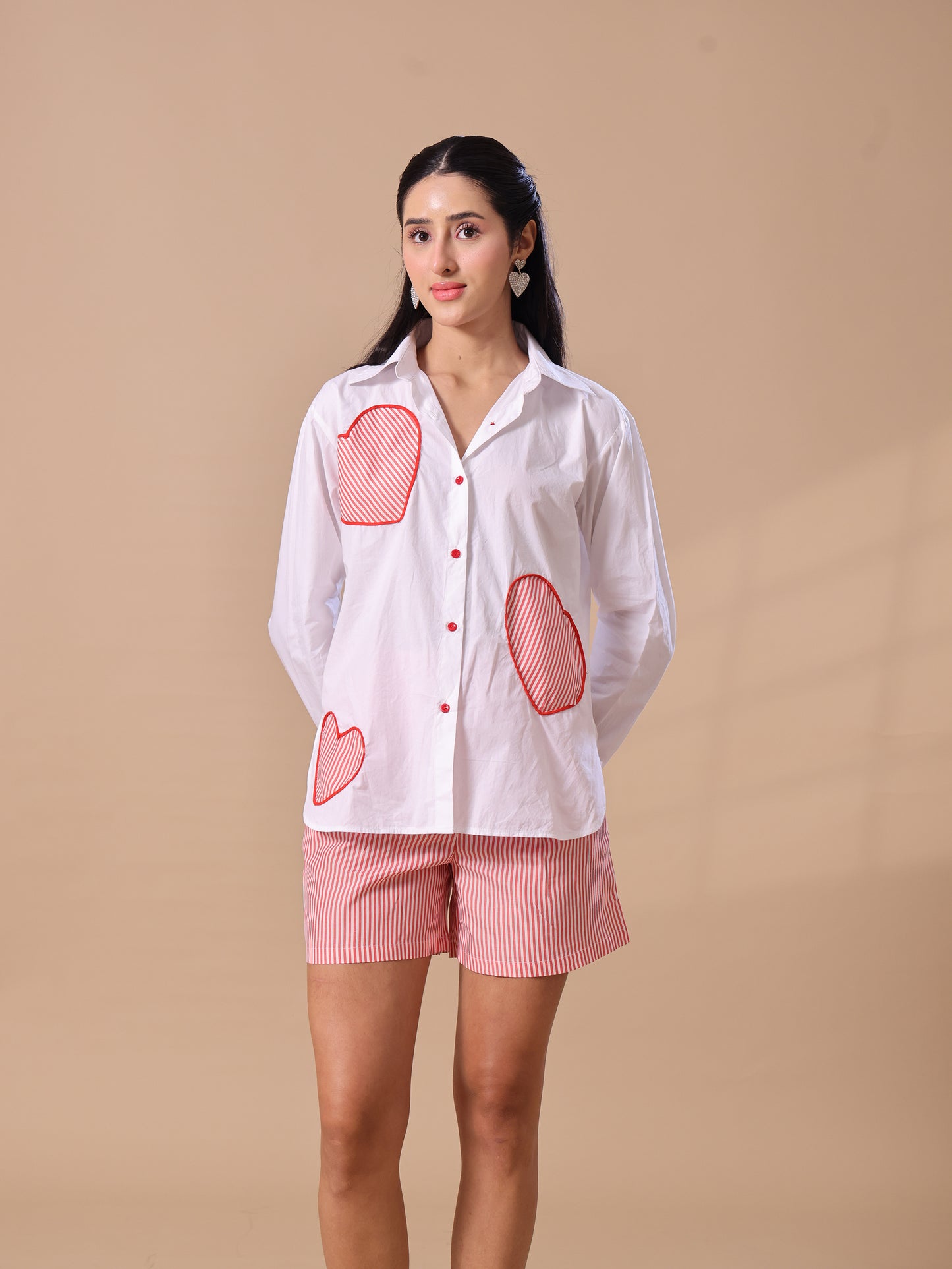 STRIPED HEART PATCH SHIRT