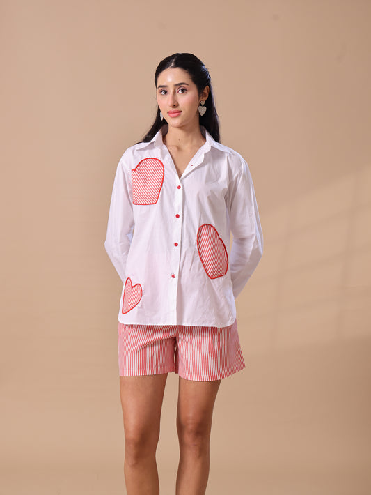 STRIPED HEART PATCH SHIRT