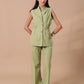 CINCHED LINEN COORD - OLIVE
