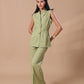 CINCHED LINEN COORD - OLIVE