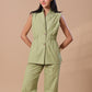 CINCHED LINEN COORD - OLIVE