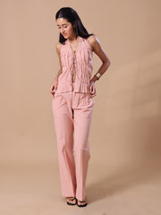 PLEATED LINEN CO-ORD - BLUSH