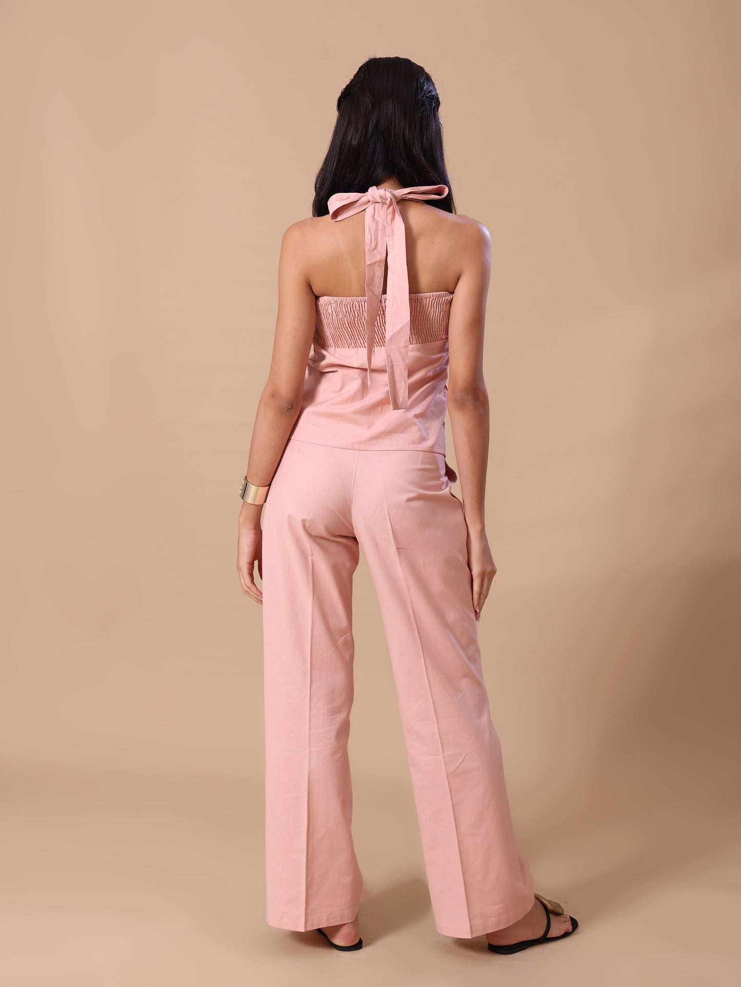 PLEATED LINEN CO-ORD - BLUSH