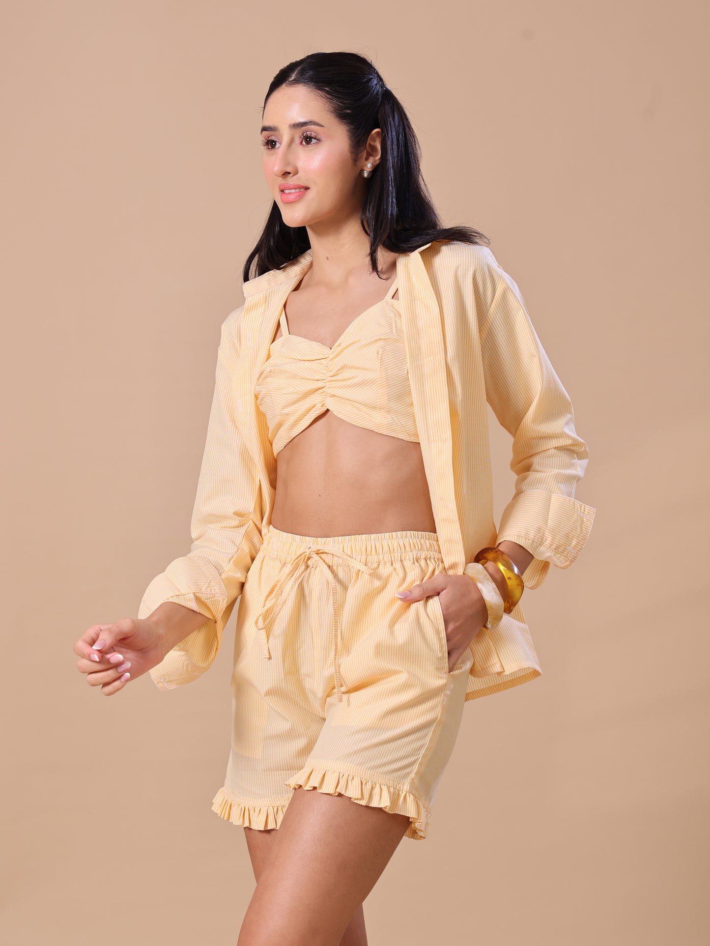 SHIRT/BRALTTE DUO - YELLOW STRIPE