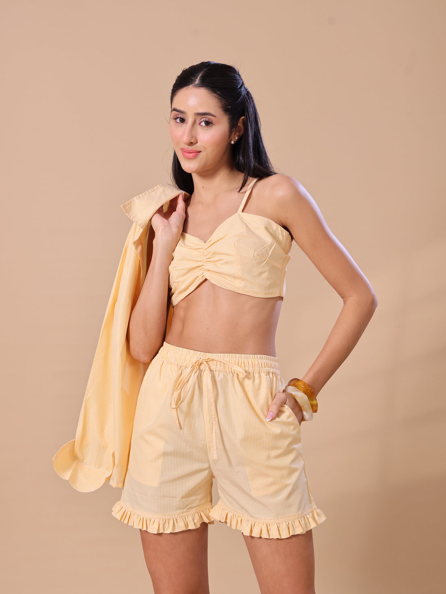 SHIRT/BRALTTE DUO - YELLOW STRIPE