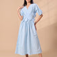 FLOWER BELT DRESS - SKY BLUE