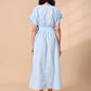 FLOWER BELT DRESS - SKY BLUE