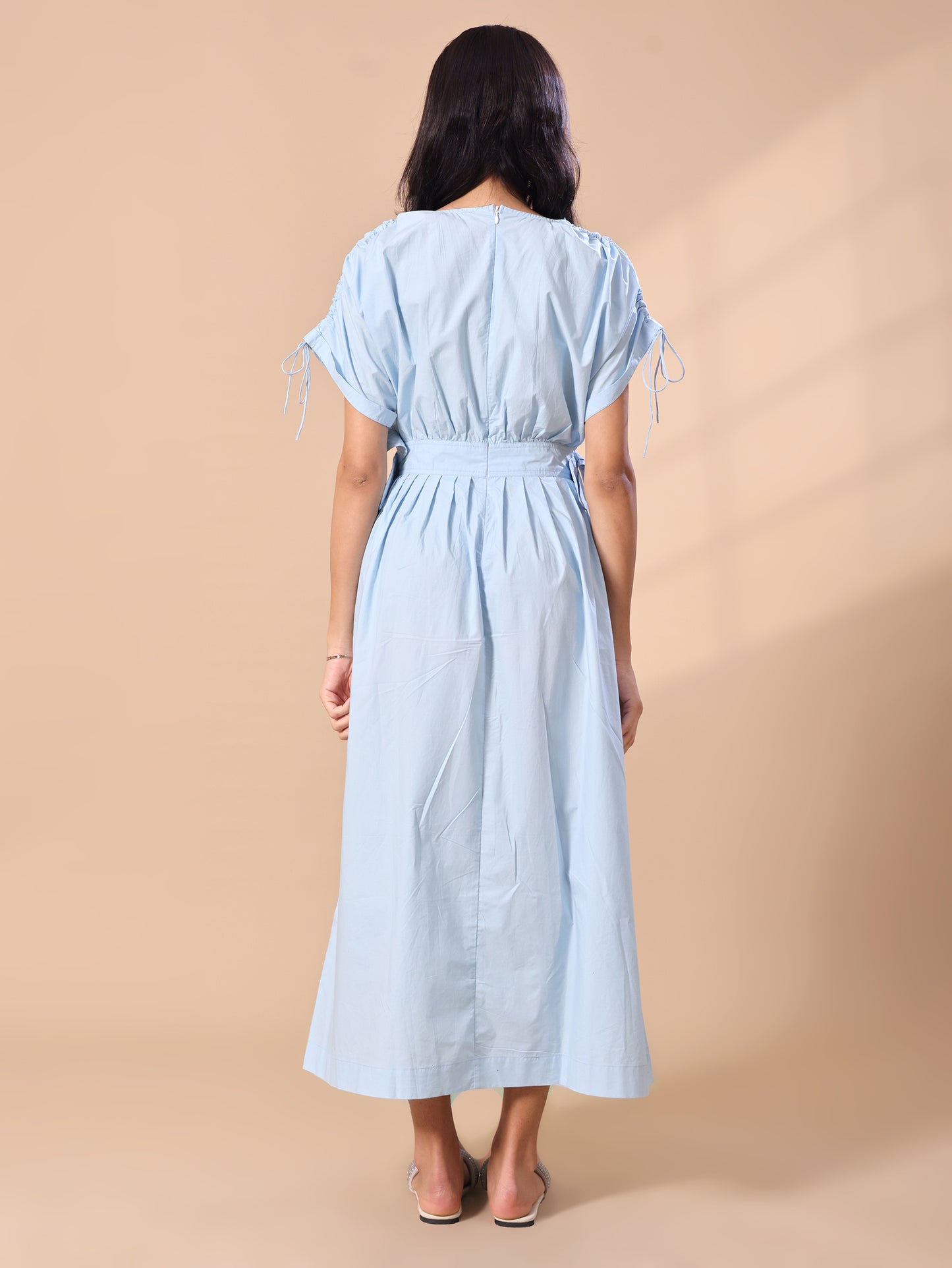 FLOWER BELT DRESS - SKY BLUE