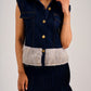 DENIM FUR SKIRT COORD -BLUE