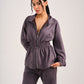 SUEDE CINCHED COORD SET - GREY