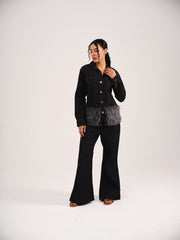 DENIM FUR COORD - BLACK