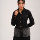 DENIM FUR COORD - BLACK