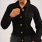 DENIM FUR COORD - BLACK