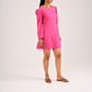 SUEDE SKATER DRESS - BRIGHT PINK