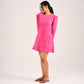 SUEDE SKATER DRESS - BRIGHT PINK
