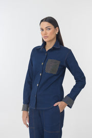 DENIM SHIRT RHINESTONE POCKET SET
