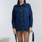 DENIM OVERSIZED JACKET WITH INVERTED POCKETS - BLUE