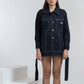 DENIM OVERSIZED JACKET WITH INVERTED POCKETS - BLACK