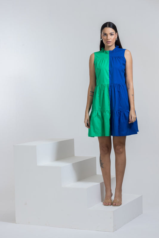 BLUE BLOCK MINI DRESS