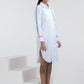 WHITE SHIRT DRESS WITH COLORED PIPING