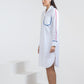 WHITE SHIRT DRESS WITH COLORED PIPING