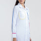 WHITE SHIRT DRESS WITH COLORED PIPING