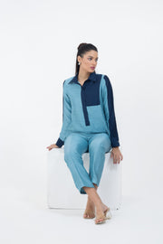 NYSSA COLOR BLOCK COORD - LIGHT BLUE