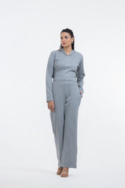 RIB KNOT TIE CO-ORD - GREY