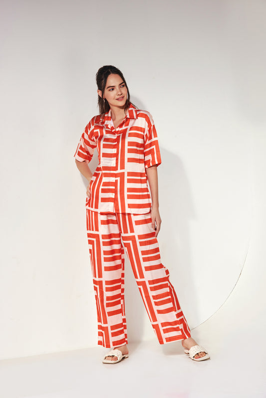 Orange Stripe Abstract Coord