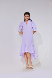 Gingham Frill Dress - Lilac