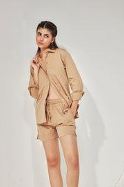 Poplin Short Co-ord - Beige