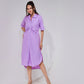 Lilac Ruched Long Shirt Dress