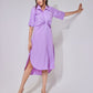 Lilac Ruched Long Shirt Dress