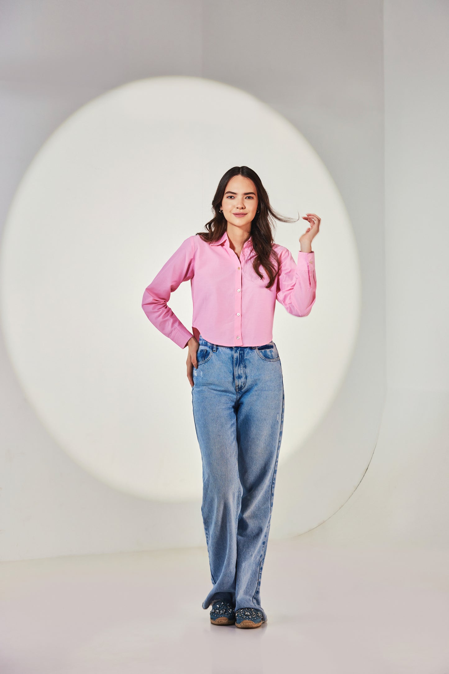 Baby Pink Crop Shirt