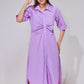 Lilac Ruched Long Shirt Dress