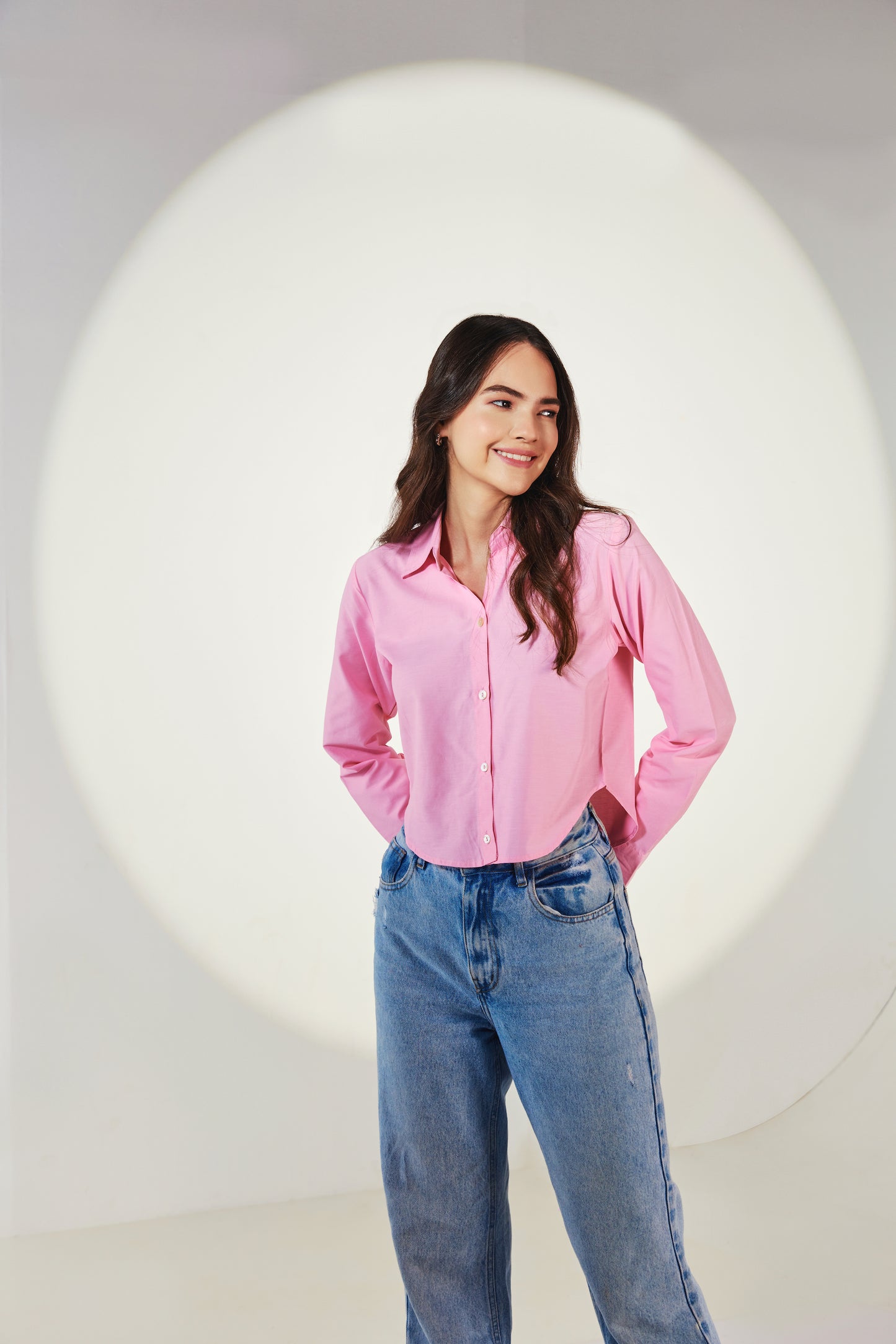 Baby Pink Crop Shirt