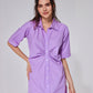 Lilac Ruched Long Shirt Dress