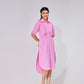 Baby Pink Ruched Long Shirt Dress