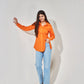 U Cut-out Shirt - Orange